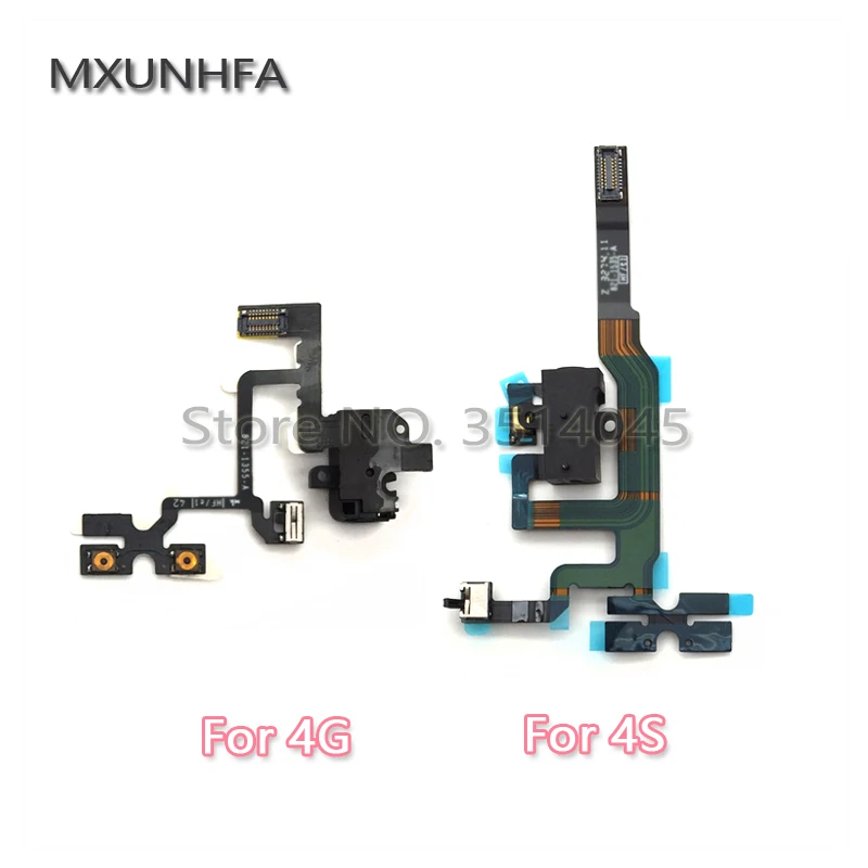 

MXUNHFA 5pcs/lot Headphone Audio Jack Volume Button Flex Cable For iPhone 4 4G 4S Mute Silent Switch Connector Replacement Parts