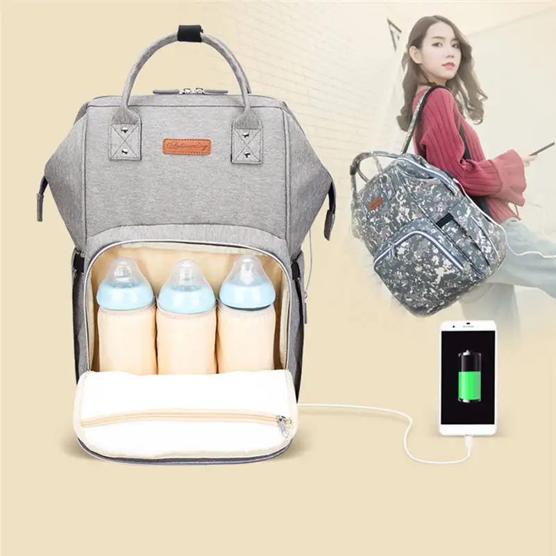 Сумка для подгузников USB интерфейс подгузник мешок для ухода за ребенком мешок для прогулочной детской коляски Увеличить Водонепроницаемый мама Материнство путешествия рюкзак дизайнерская сумка