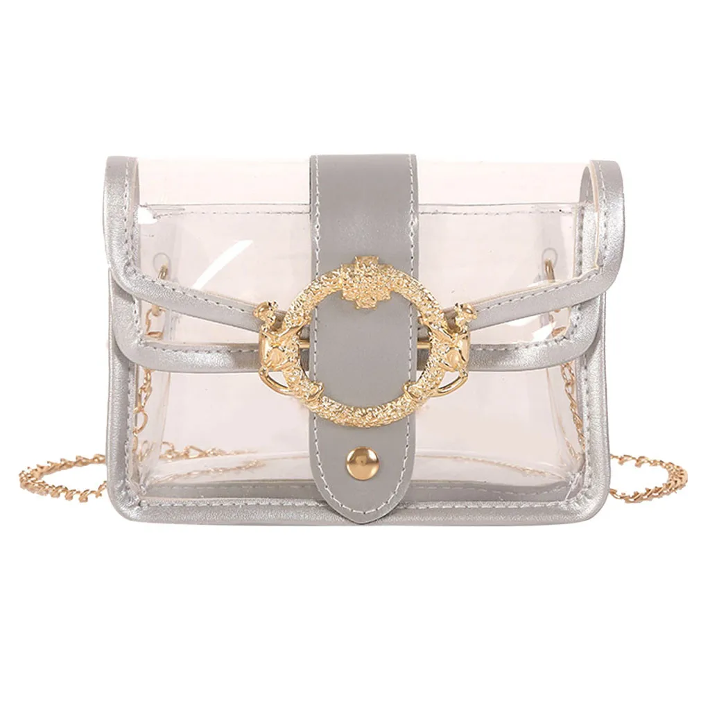ПВХ Желейная сумка женская маленькая прозрачная сумка через плечо мини сумочка для мобильного телефона брендовая сумка через плечо для девушек# YY - Цвет: Silver
