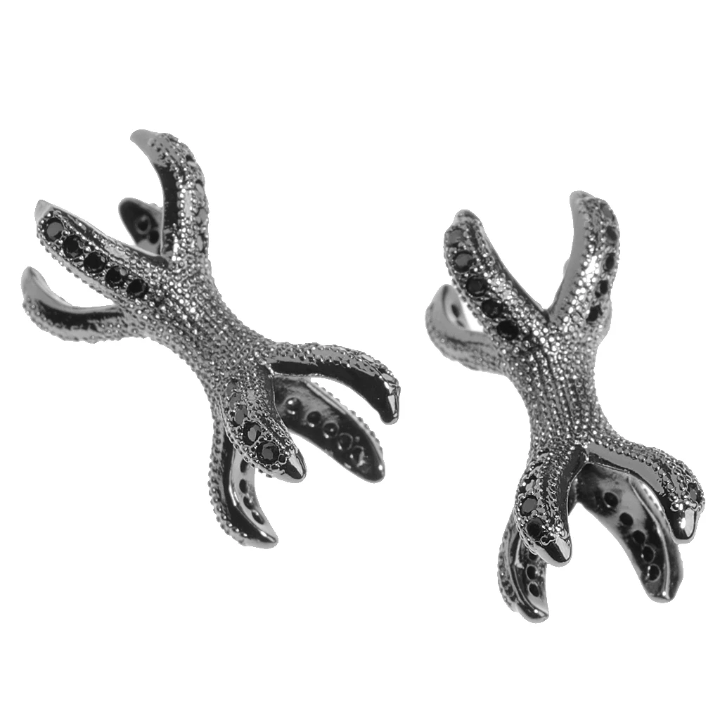 2 Pieces Micro Rhinestone Eagle Claw Bracelet Connector Beads Animal 8 Paw Design Punk Mens DIY Jewelry