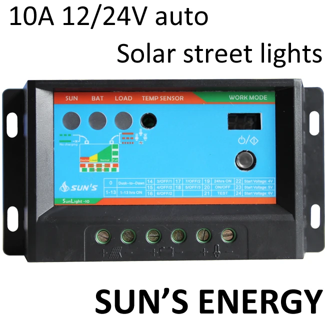 10A PWM Solar light Controller With Timer light sensor 10 amps 12V 24V ...