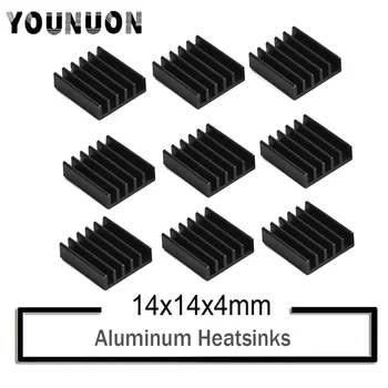 

10Pcs YOUNUON Black 14x14x4mm Aluminum Heat Sink Radiator Heatsink,Electronic Chip Cooling Radiator Cooler for IC MOSFET SCR
