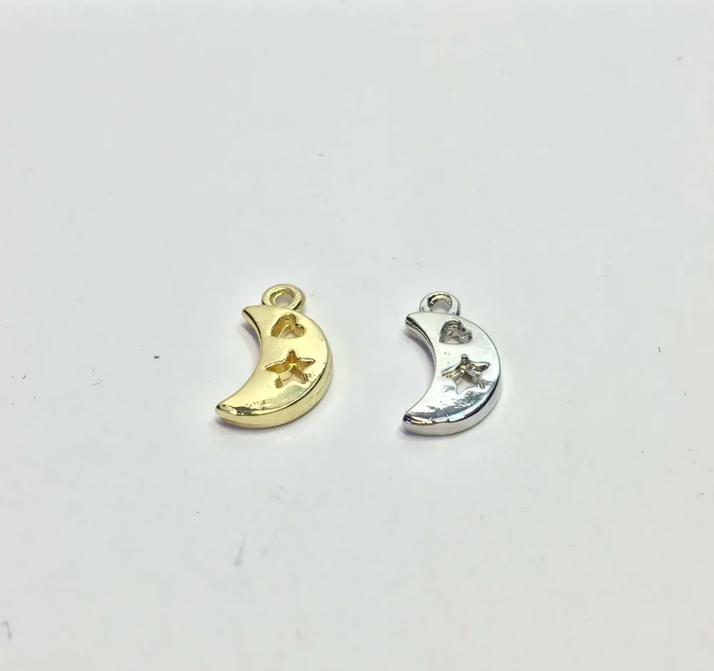 

Eruifa Hot Wholesales Lovely 16*10mm Moon with Star 20pcs per bag Zinc alloy Jewelry DIY Charms Pendant 2 Colors