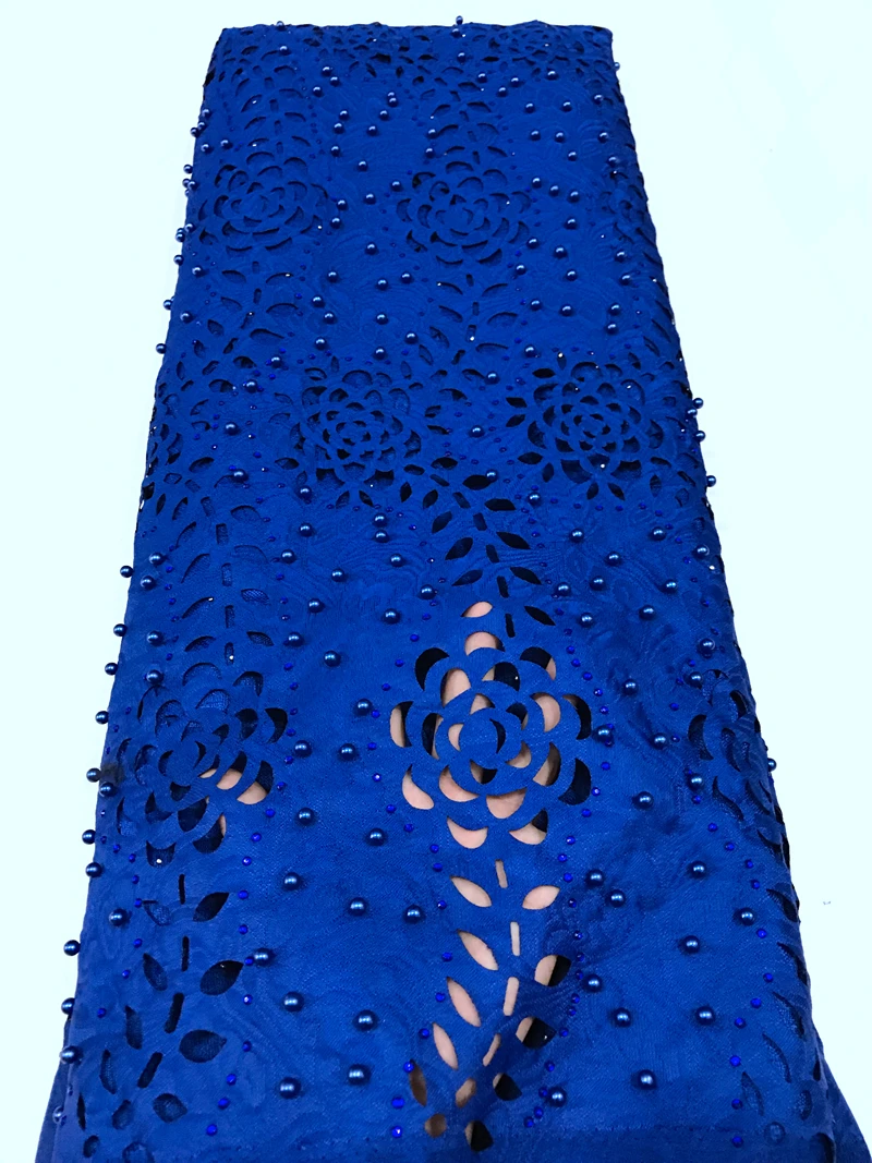 

High quality African Lace Fabric Material Newest&Popular Laser cut lace with beads and stones For Nigerian Wedding Dress