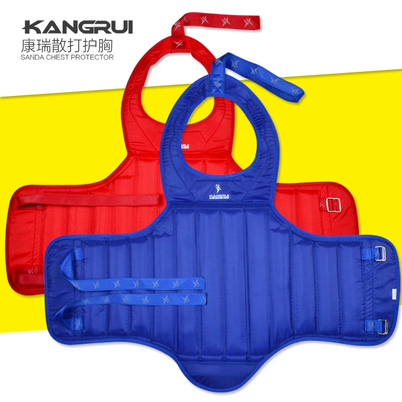 

KANGRUI Sanda MMA Boxing Taekwondo Waist Support Karate Chest Protector Adult Kids Red Blue Oxford Chest Guard Gear