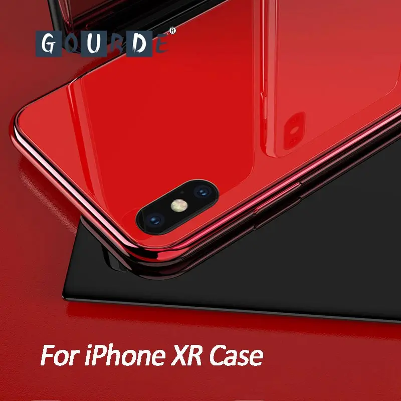 

Gourde Glass Case For iphone 7 XR Case Back Glass Cover For iPhone 6 8 Plus X XS MAX Soft Edge Back Glass Glossy Cell Phone Case