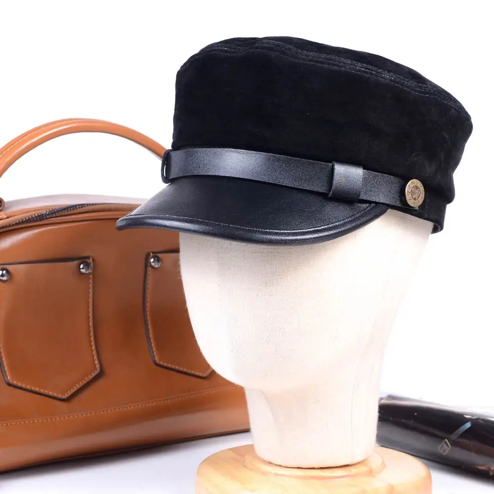 

Women's Men's Genuine Suede Leather Unisex Beret Newsboy jazz/Navy/flat/Army caps/hats