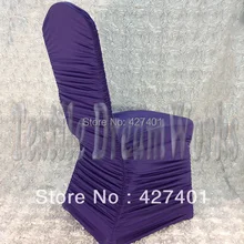 Лидер продаж Темно-Фиолетовый рюшами лайкра Чехлы для стульев/свадебные Чехлы для стульев S/Flouncing Чехлы для стульев для Свадебные украшения