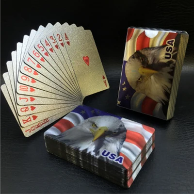 Золотой, из ПВХ игральные карты Золотые пластиковые покерные карты Poker пластиковые o Cartas de Poquer - Цвет: c