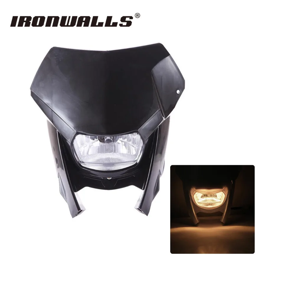 Ironwalls Enduro Universal Motorcycle Halogen Headlight Fairing Light Kit 12V For Kawasaki Honda