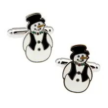 Mens Wedding Cufflinks Novelty Fancy Snowman & Clean Cloth 190031