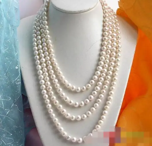 

free shipping ROUND WHITE FRESHWATER CULTURED PEARL NECKLACE