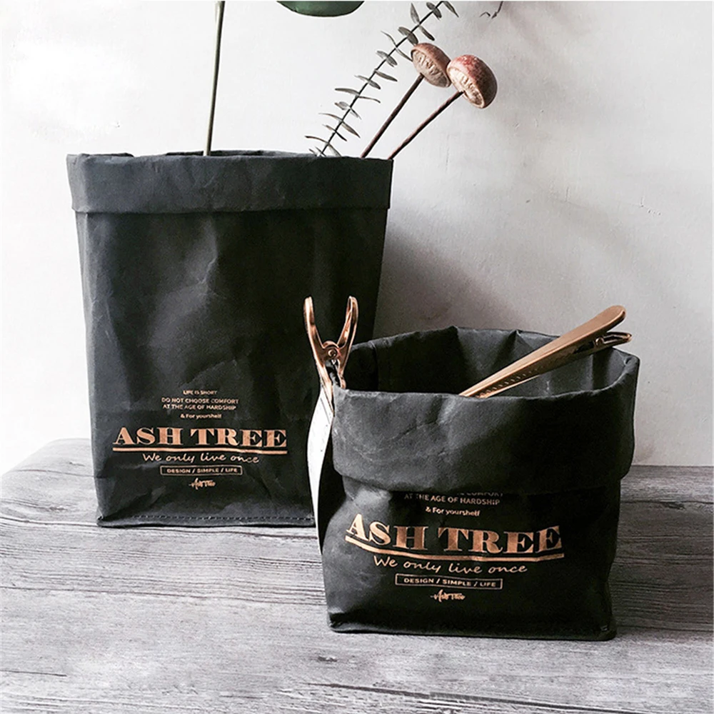

Nordic Style Washable Kraft Paper Storage Bag Multifunction Flower Succulents Pots Pouch Simple Plants Vegetable Grow Bag Black