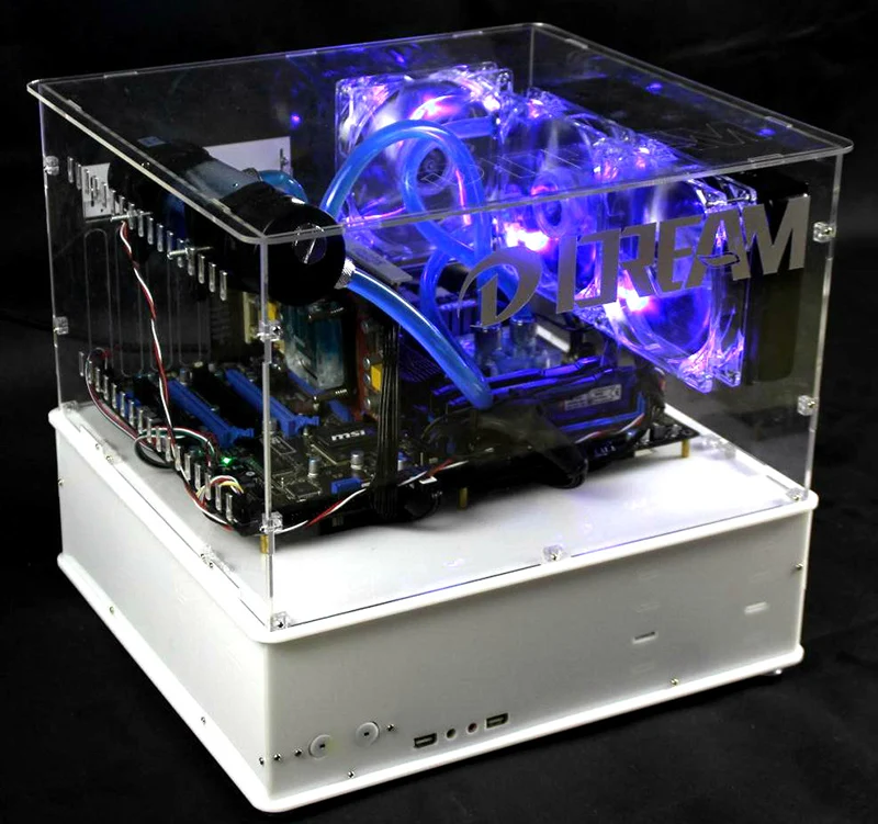 «Сделай сам» прозрачный акриловый ПК Компьютерное шасси в корпусе настольная стойка игровой хост двухслойная коробка ATX удлинение геймер компьютерные части