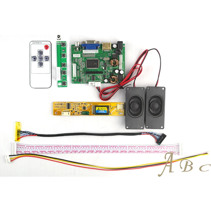 

HDMI VGA 2AV Audio Controller Board + Inverter + Remote + 1 Pair Speaker Kit for 1280x800 1ch 6 bit LP141WX3 TLA1 LCD Display