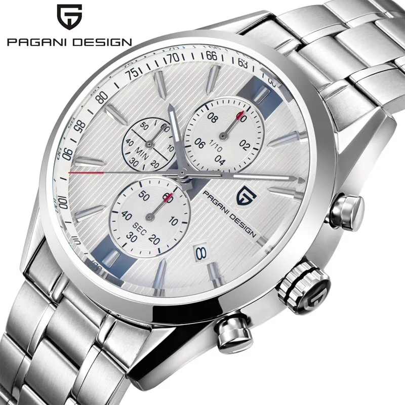 

PAGANI DESIGN Luxury Brand Chronograph Business Watches Men Waterproof 30m calendar Quartz Watch steel Clock Men reloj hombre