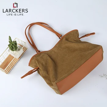

Autumn Winter New Women Tote Bag Vintage Corduroy Shoulder Bag Casual Bucket Tote Handbag Solid Women Bag