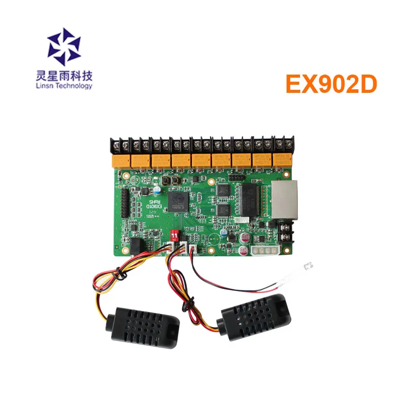

ex902d / ex902 multifunction board full color display led control card temperature & humidity& brightness support rgb Linsn card