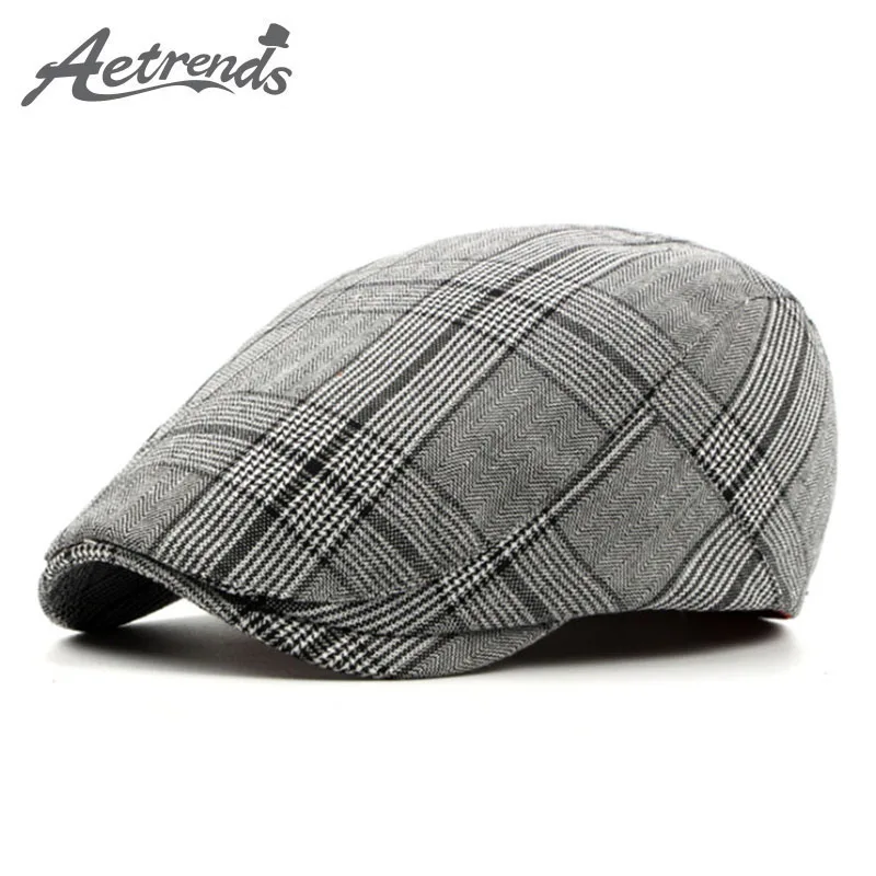 

[AETRENDS] Men Hat Classic Plaid Newsboy Cap Gatsby Hat Vintage Flat Ivy Cabbie Driving Hunting Caps Z-5227