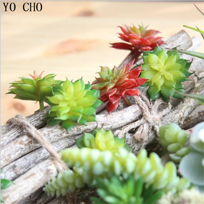

YO CHO 7PCS/LOT Artificial Lotus Succulents Plant Home Office Garden Decor Flower DIY Fake Succulent Christmas Decorations Grass
