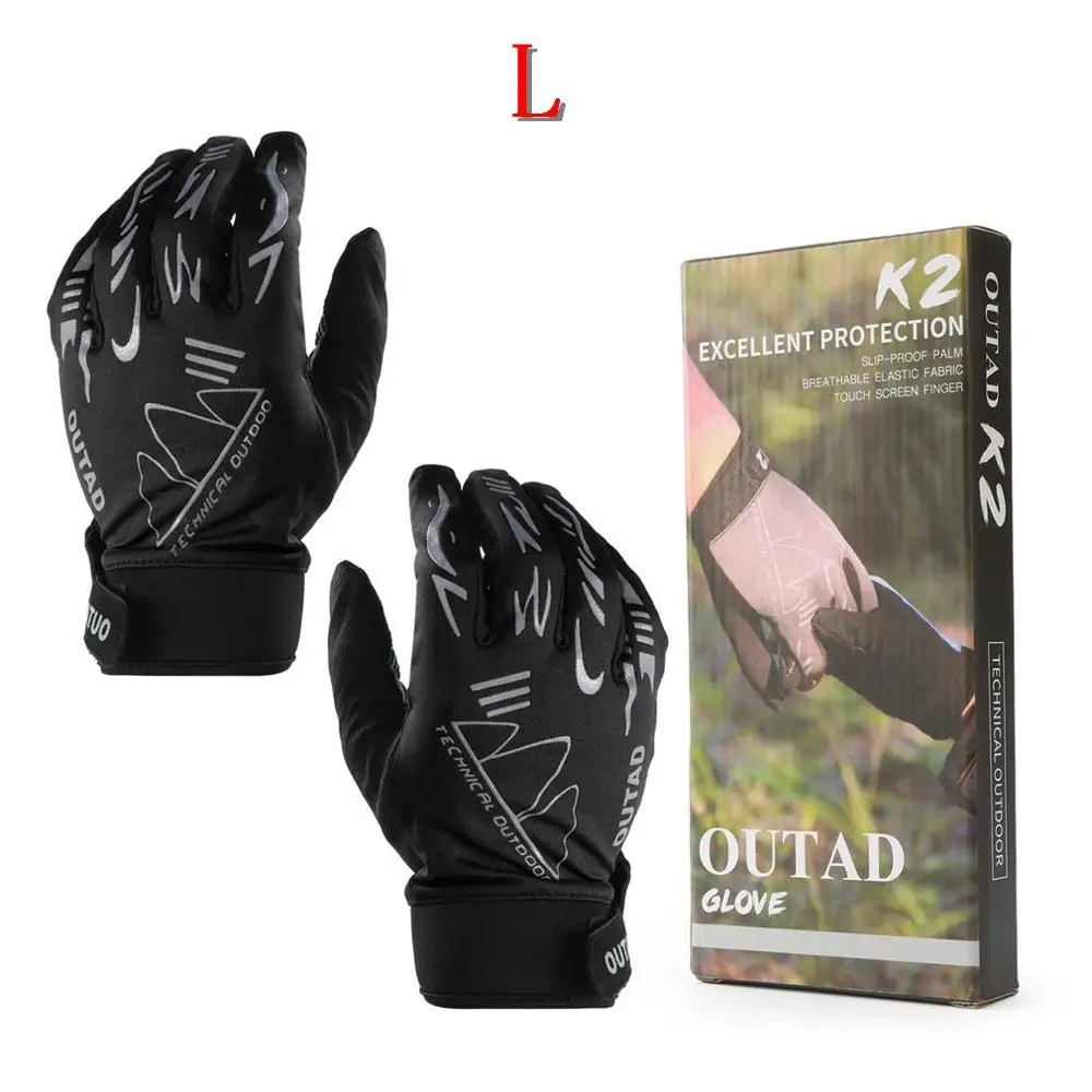 OUTAD для мужчин/женщин Открытый полный палец перчатки для вождения горный велосипед перчатки дорожный гоночный велосипед перчатки Новые - Цвет: Black L