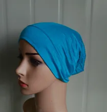 mu1323 New style solid color Plain cotton and polyster Elastic Muslim Inner Cap mix colors 20 pcs per lot Islamic Underscarf