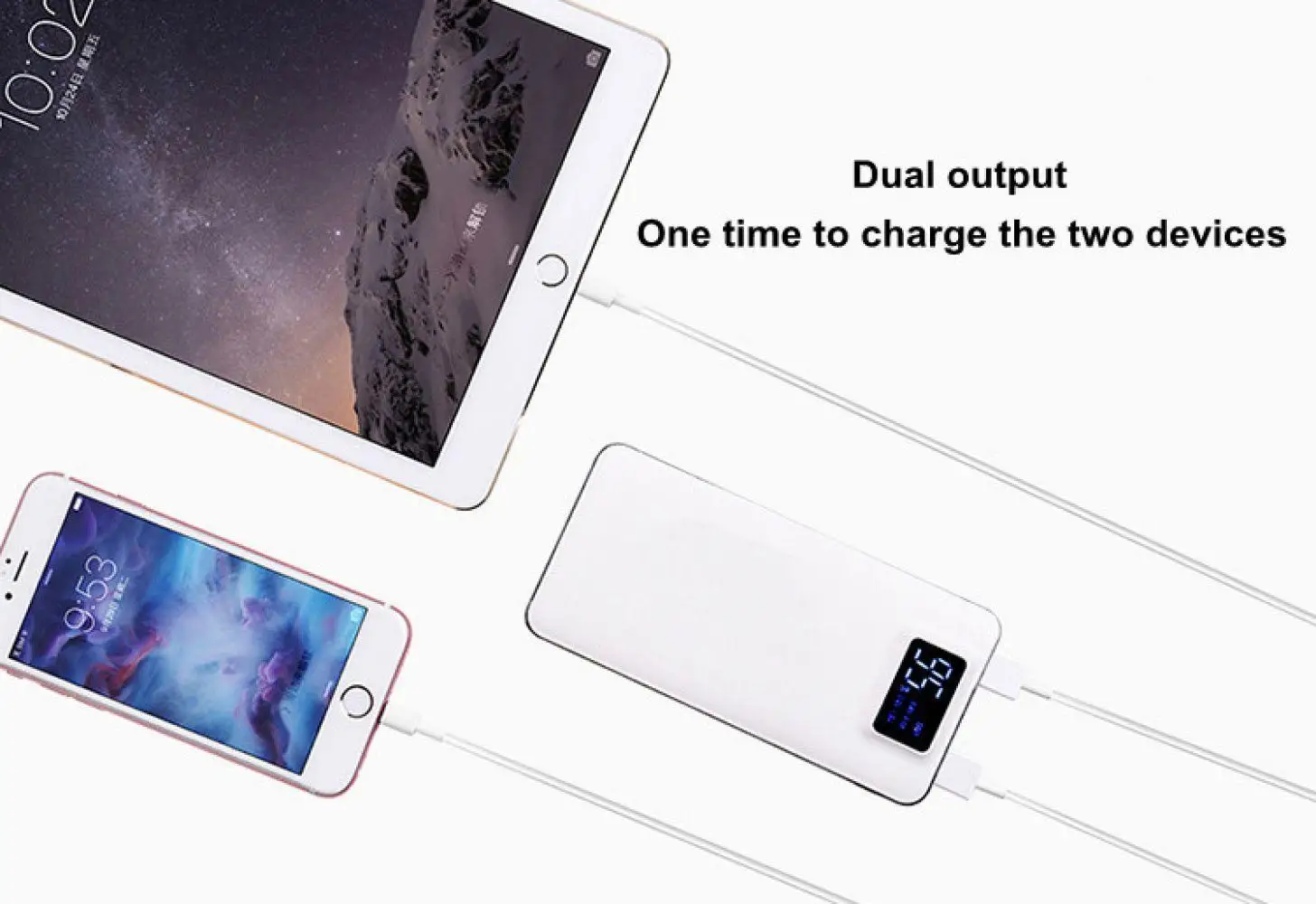 30000mAh Power Bank External Battery Pack LCD Screen Display Portable Dual USB Ports Phone Charger For iPhone Tablet Phone