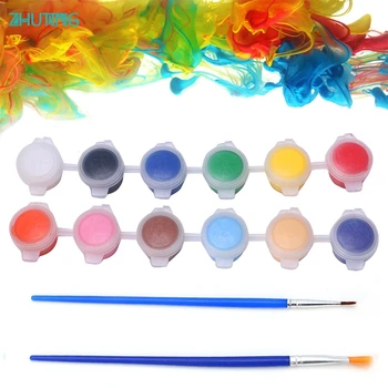 

2018 Newest 12 Colors 2 Paint Brushes Paints Set Oil Painting Watercolor Hand Wall Painting MAR-30