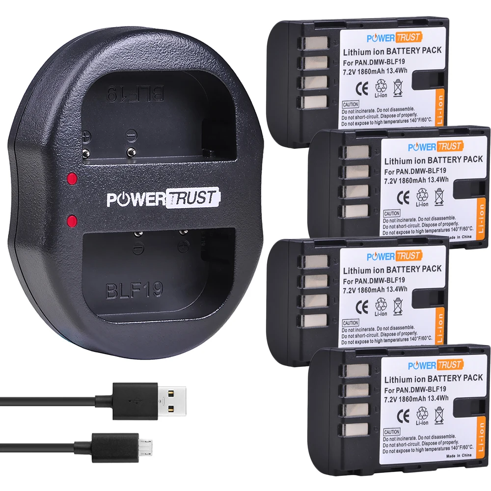 PowerTrust DMW-BLF19 DMW-BLF19E BLF19E BLF19 DMW-BLF19PP Батарея и Зарядное устройство для цифрового фотоаппарата Panasonic Lumix GH3 GH4 GH5 G9 GH4K батареи