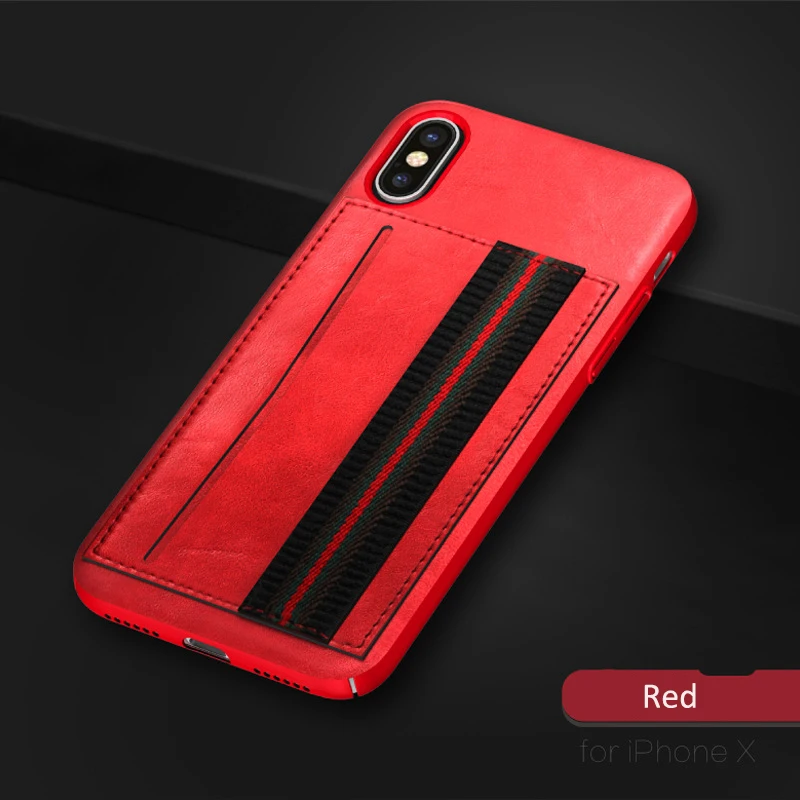 Apsudev Роскошный чехол для телефона из искусственной кожи для iPhone 11 11 Pro Max X XS XR XS Max 6 7 8 plus чехол со слотом для карт с функцией ручного ремешка - Цвет: Red