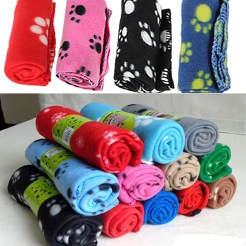 

10pcs/lot New Soft Warm Fleece Blanket Mat Cover for Pet Puppy Dog Cat Handcraft Paw Print Air Conditioning Cushion for Dog Bed