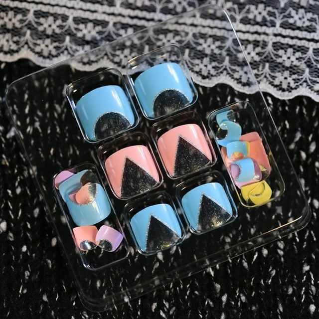acryl falsche ngel nagel fr toes multicolor hellblau lila rosa zehen tipps winkel muster 24 stcke - Muster Fur Gelnagel acryl falsche ngel nagel fr toes multicolor hellblau lila rosa zehen tipps winkel muster 24 stcke - Muster Fur Gelnagel