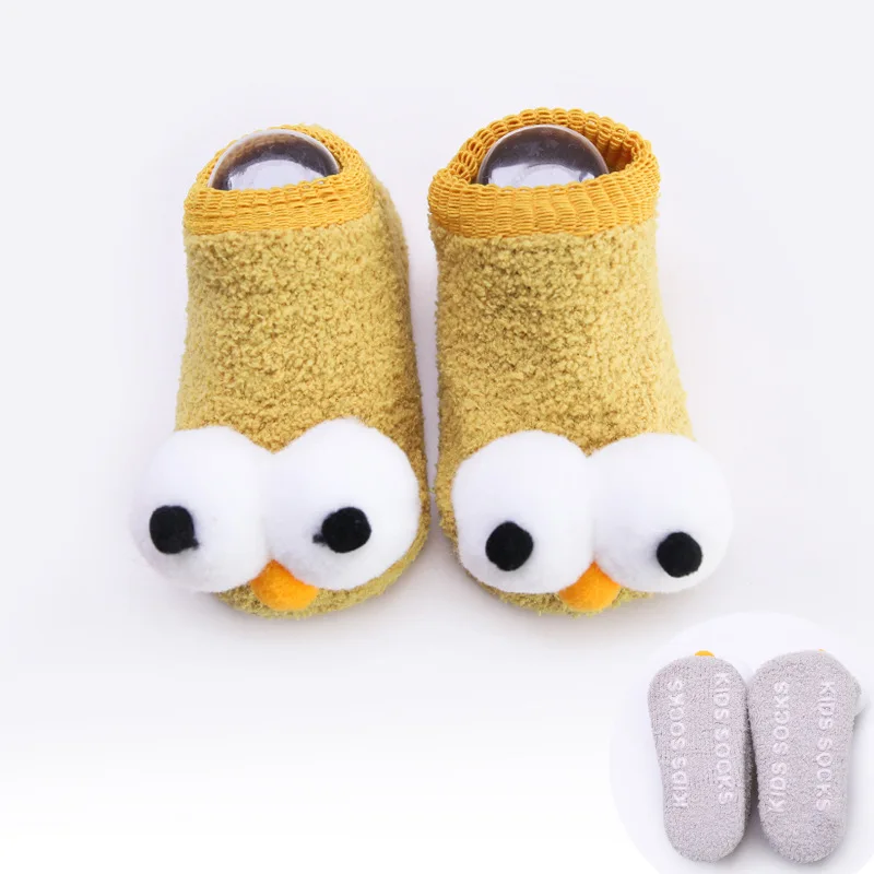 Милые Нескользящие носки под сапоги для малышей Детские теплые Нескользящие тапочки с рисунком зимние шерстяные носки унисекс для малышей Exoti толстые носки-Тапочки