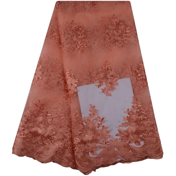 

New Design African French Tulle Net Lace With Rhinestones For Women Party Dress Fashion Embroidery Beaded French Net Lace 1062B