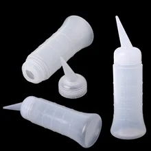 120ml/260ml aplicador do salão de beleza que mede o cabeleireiro plástico do estilo do cabelo da garrafa