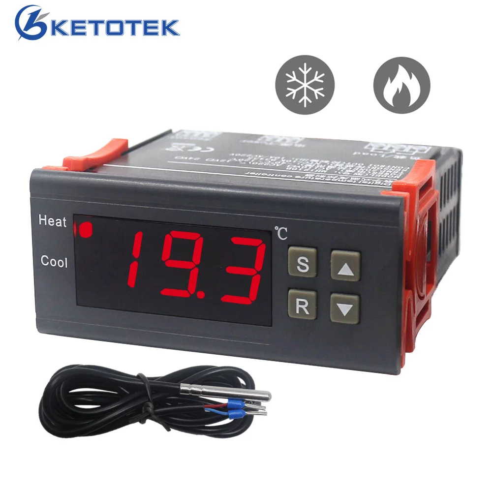Mini Digital Temperaturregler 220 V 10A LCD Display Thermostat EU Stecker 0.1℃ 