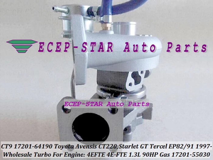 CT9 17201-64190 17201-55030 Turbo Turbocharger For TOYOTA Avensis CT 220 1997-07;Starlet GT Tercel EP82 EP91 1997- 4EFTE 4E-FTE 1.3L Gas (4)