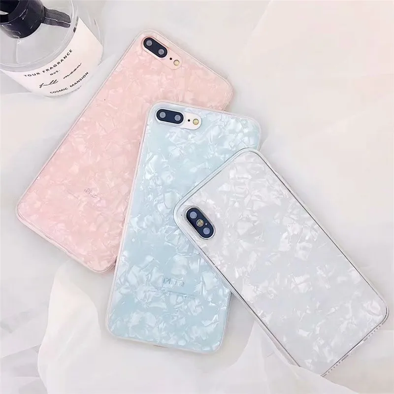 

For Iphone 6 6S Plus 7 Plus 8 Plus Phone Case for Iphone X Back Covers Luxury Shell Pattern Light Elegant Silicone Fitted Cases