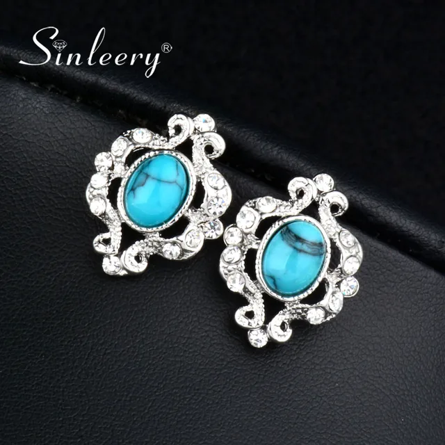 Sinleery Vintage Turkish Natural Stone Stud Earrings For Women Sinleery Vintage Turkish Natural Stone Stud Earrings For Women Ethnic Jewelry Boucle D Oreille Femme