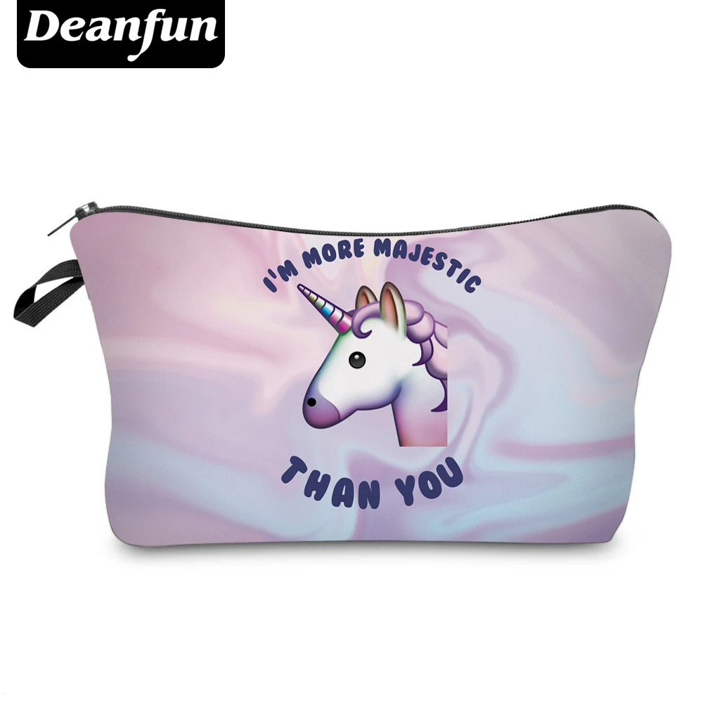  Deanfun 3D Printed Cosmetic Bag Unicorn Hot Sale Zipper Storage Necessaries For Women Makeup Travel