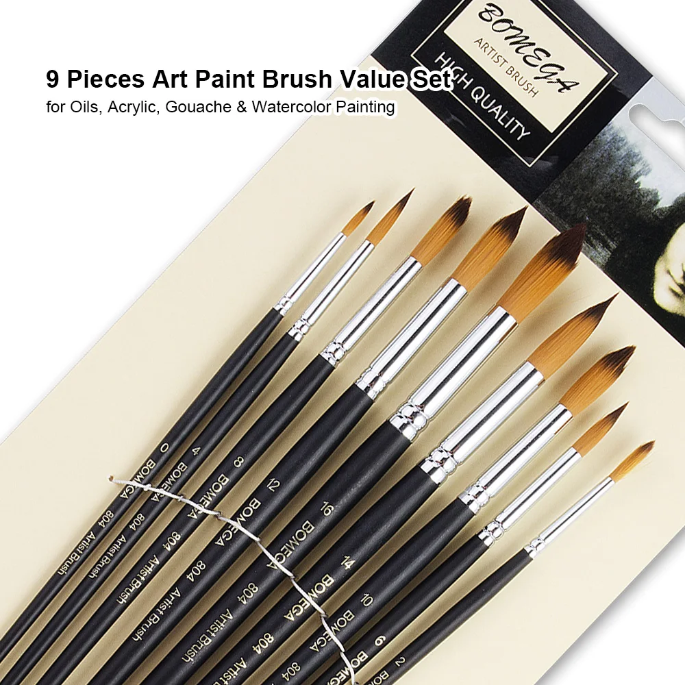 5 PCS NYLON FLAT PAINTING BRUSHES 10 US SELLER 8 6 12 #0