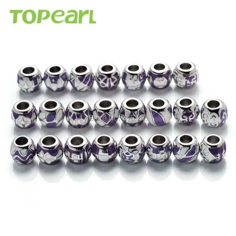 Topearl ювелирные изделия 10 шт. ассорти из нержавеющей стали европейский шарм бусины