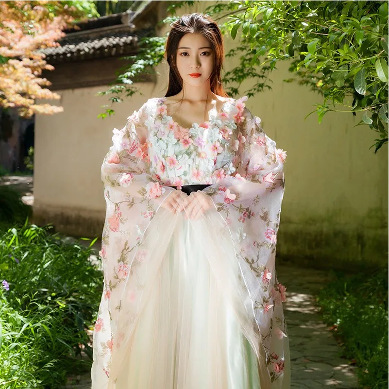 

Hanfu Cosplay costume sexy flower fairy princess dress Korean style dance Clothing National long gown bride Fancy Dress
