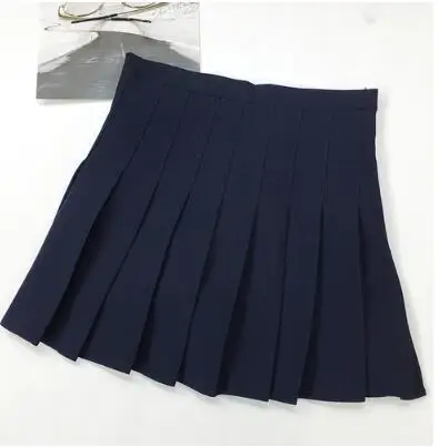 Новые плиссированные юбки в стиле Лолиты с высокой талией Harajuku, мини-Матросская юбка трапециевидной формы для девочек, юбки японской школьной формы большого размера - Цвет: Navy blue