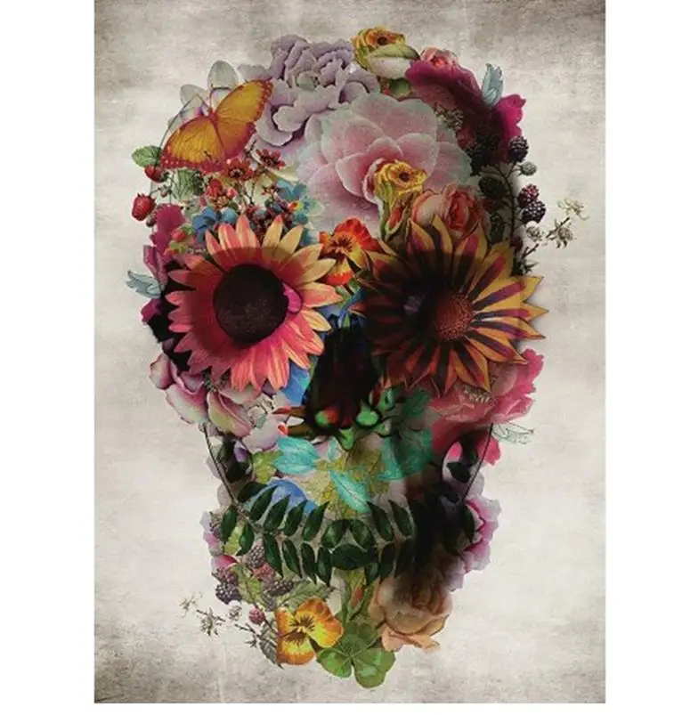 Flower Skull Head Diamond Painting Full Drill Diamond Dotz Kits Halloween Crystal Resin Pictures