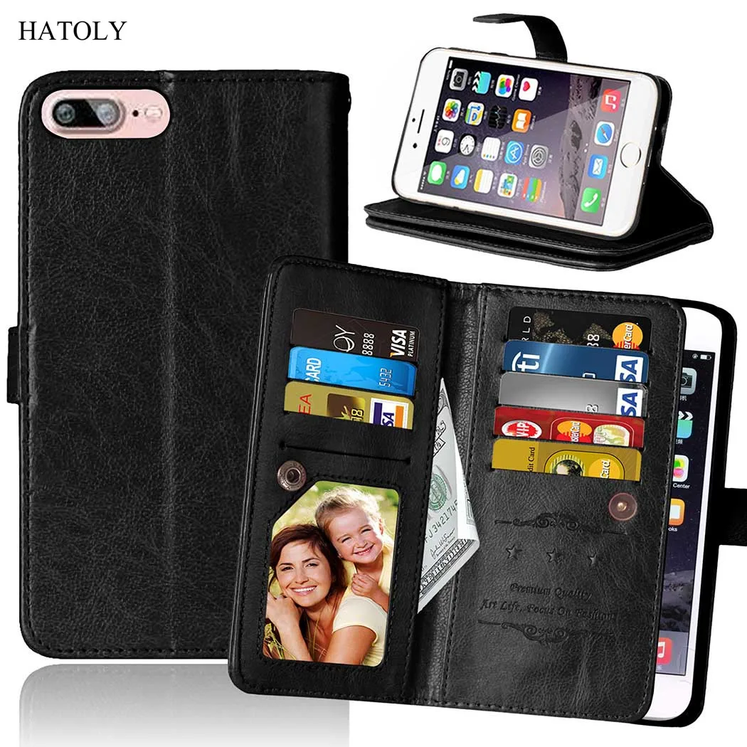 Роскошный Кошелек Чехол Для iPhone 7 Plus 5.5 &quotретро Кожа Флип Case Мягкие Силиконовые