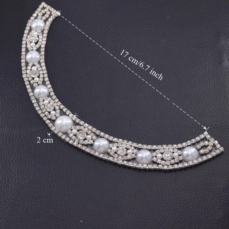Hot transfer pearl women appliques neckline (1)