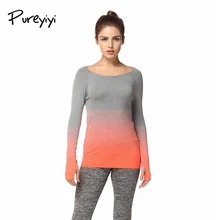 Pureyiyi, дышащие рубашки для йоги, Ropa Deportiva, футболка для спорта, одежда для спортзала, Топ с длинным рукавом, Спортивная рубашка для женщин, спортивные майки