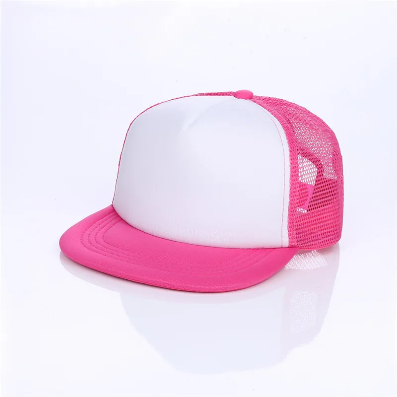 1 шт., бейсболка с логотипом на заказ, Детская кепка с индивидуальным дизайном «сделай сам», Кепка-Дальнобойщик из полиэстера, кепка в сеточку для мальчиков и девочек - Цвет: Розово-красный