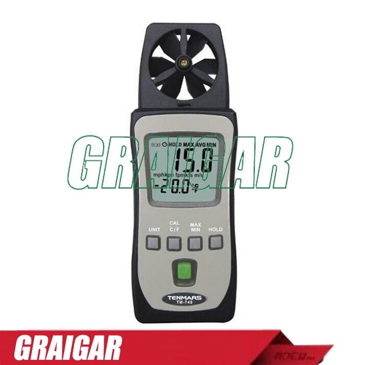 

Mini Pocket Air Velocity Temperature Wind Speed Meter Anemometer Tenmars TM-740